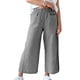 thumbnail image 4 of Pantalones anchos de pierna recta para mujer, cintura elástica a rayas, ajuste holgado, cómodos pantalones casuales, negro XL, 4 of 6