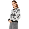thumbnail image 3 of 1.STATE Women's Zip Front Plaid Eyelash Sweater Gray Size X-Large, 3 of 3