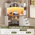 thumbnail image 3 of 31.5" Farmhouse Corner Office Desk with 3 Drawers and Storage Shelves, Triangular Corner Computer Desk with LED Lights for Small Space, Home Office Desk, 3 of 7
