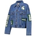 thumbnail image 2 of Women's G-III 4Her by Carl Banks Denim Michigan State Spartans Game Ball Patches and Studs Full-Button Jacket, 2 of 3