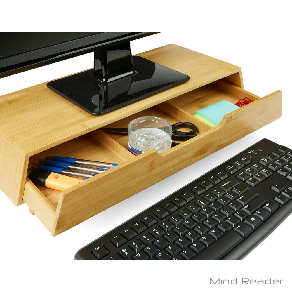 Mind Reader Monitor Stand, Monitor Riser with Pull Out Drawer for Computer, Laptop, Desk, Imac