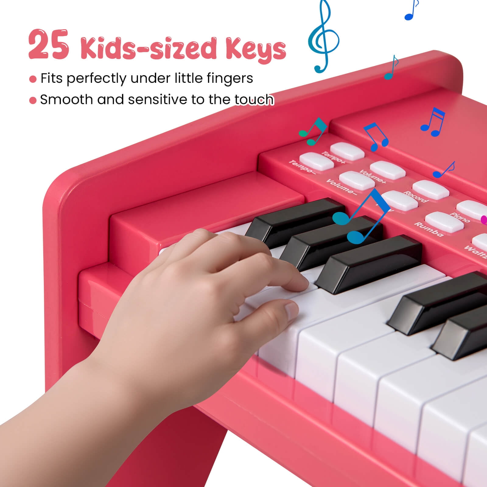 Infans 25 Keys Digital Piano w/Music Stand,Teaching Mode,Lighted Keys, Adjustable Speed