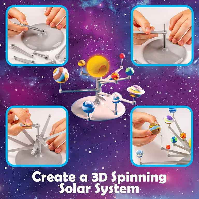 Original Stationery Mini Galaxy 3D Solar System Air Dry Clay Kit, 10 Bags  of Air Dry Clay for Kids, 8 Fact Cards, Tools and More in this Kit to make  a Spinning