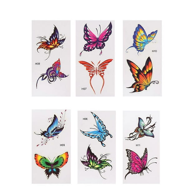6 Sheets Flower Sticker Body Art Tattoo Decals Temporary Sticker Temporary Sleeve Tattoos Female Butterfly Tattoo Decal