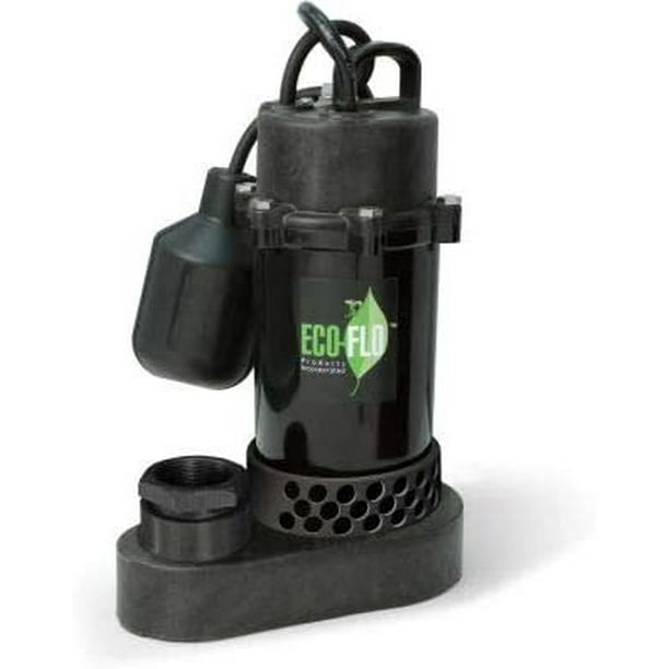 EcoFlo SPP33W Submersible Sump Pump, Thermoplastic, 1/3 HP, 43 GPM