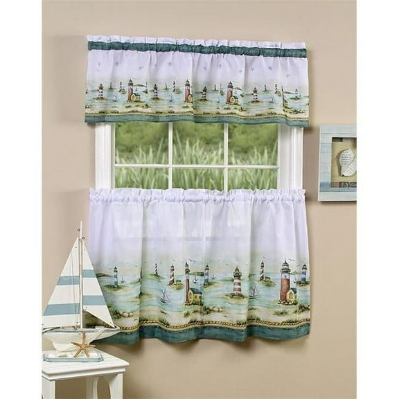 Hamptons Tier & Valance Set - 58 in. x 36 in. Tier Pair -58 in. x 13 in. Valance