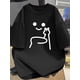 thumbnail image 1 of Men's 100% Cotton Short Sleeve T-Shirt - Black Casual Summer Tee with Playful Smiling Stick Figure Peace Sign Graphic, Regular Fit Round Neck, Machine Washable, Simple Minimalist Design, Nontranspare, 1 of 6