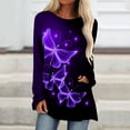 thumbnail image 2 of Camiseta holgada de manga larga con cuello redondo y estampado de mariposa a la moda para mujer Fridja  czfsfas250, 2 of 5