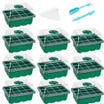 thumbnail image 1 of Bonviee 10 paquetes de bandejas de inicio de semillas con tapa elevada, kit de bandejas de inicio de semillas de 120 celdas gruesas con ventilación de humedad ajustable, bandeja de celda transparente, 1 of 1