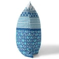 thumbnail image 3 of Flower Castle Patchwork Suede Zippered Pillow w Insert by Amrita Sen in Blue and White, 3 of 4