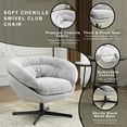 thumbnail image 5 of 360° Swivel Accent Chair, Modern Chenille Lounge Single Sofa Chair with Removable Cushion and Black Metal Base, Comfy Reading Chair for Small Spaces, Living Room, Bedroom, Office, Gray, 5 of 9