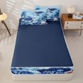 thumbnail image 4 of Manfei Cartoon Sea Turtle Zipper Full Size Comforter Sets with Fitted Sheet and 2 Pillowcases,Cute Ocean Animal Zipper Bedding Set,Blue,Nary Blue Reversible,4pcs, 4 of 8