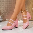thumbnail image 5 of Xfvqtps Womens Pointed Toe Pumps Block Heel Mary Janes Glossy Patent Leather Dress Shoes with Buckle Strap Comfortable Office Heels for Work, 5 of 9