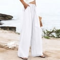 thumbnail image 5 of WULMLEO Wide Leg Pant for Women Casual Loung Palazzo Pants High Waist with Pockets Stretchy Business Casual Trousers for Work White M, 5 of 6
