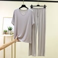 thumbnail image 3 of Cavosen Mens Pajama Sets 2 Piece Trendy V Neck Short Sleeve Sleepwear with Loose Pants Solid Breathable Loungewear Summer Soft Matching Set, 3 of 3
