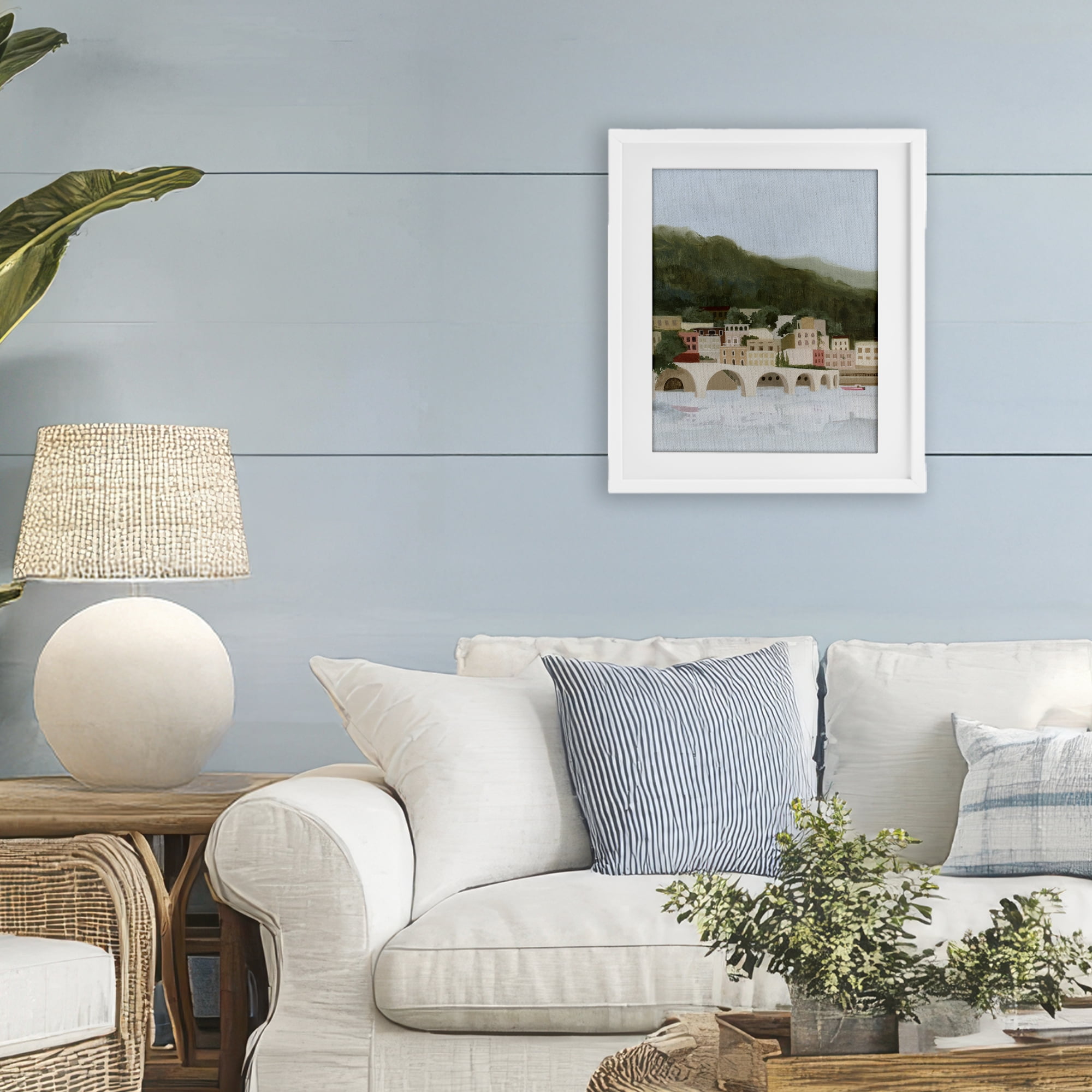 Stupell Industries Coastal Mountains By Sea White Framed Print Under Glass, design by Grace Popp