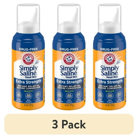 (3 pack) ARM & HAMMER Simply Saline Extra Strength Nasal Mist 4.6oz- Instant Relief for SEVERE Congestion- One 4.6oz Bottle