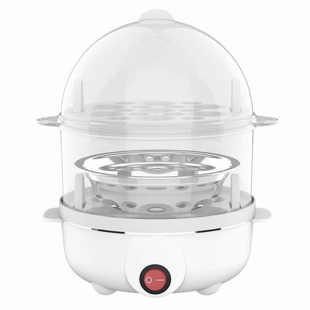 Olla de huevos eléctrica 2 en 1 para huevos duros, huevos furtivos, tortillas y vaporizador de verduras, duro con apagado automático,capacidad para 7