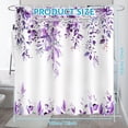 thumbnail image 2 of Dznils Cortina de Ducha de Tela de Eucalipto Morado, Patrón Floral de Acuarela con Ganchos, 72" x 72", 2 of 9