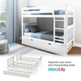 thumbnail image 6 of Max & Lily Solid Wood Twin over Twin Bunk Bed with Storage Trundle for Kids, White, 6 of 14