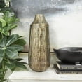 thumbnail image 2 of DecMode Brass Metal Snakeskin Inspired Decorative Vase with Dimensional Wavy Accents, 7" x 7" x 17", 2 of 10