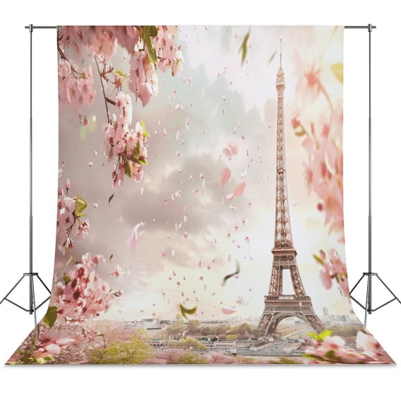 Blossoming Paris Eiffel Tower Backdrops for Photography for Party Backdrop Wedding Backdrop Background Picture