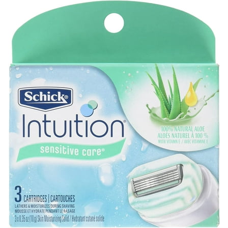 Schick Intuition 4 Blade Sensitive Care Womens Razor Cartridge Refills, 3 Ct, 6 Pack