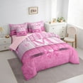 thumbnail image 3 of Manfei Letter Monogrammed Initial M Girl 7pcs Bedding Comforter Set,Kawaii Bow Butterfly Queen Bedding Sets Super Cozy,Bling Pink Glitter Queen Sheet Sets,Lightweight Room Decor,Reversible, 3 of 8