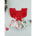 thumbnail image 4 of Seyurigaoka Baby Girl’s Christmas Print Stitching Adjustable Fly Sleeve Romper, 4 of 8