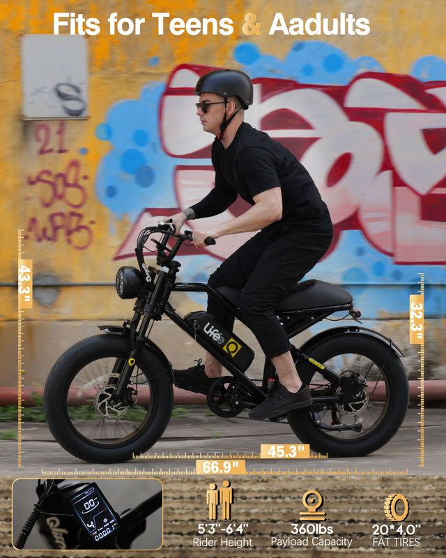 Qlife Spark Electric Bike for Adults, 1500W Peak Motor 20" Fat Tires over 28 MPH(Unlock to 35MPH) EBike Moped, Over 624 Wh Electric Bicycle, with Dual Suspension & Brakes Motorcycle UL2849 Black