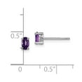 thumbnail image 2 of 925 Sterling Silver Rhodium-plated 5x3mm Oval Amethyst Post Earrings; for Adults and Teens; for Women and Men, 2 of 2