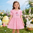 thumbnail image 2 of Xijirk Easter Dresses for Girls with Flutter Sleeves Bunny Applique and Floral Embroidery Bow Detail Adorable Elegant Party Dress for Parties Easter Celebrations,Z02 Pink,2-3 Years, 2 of 9