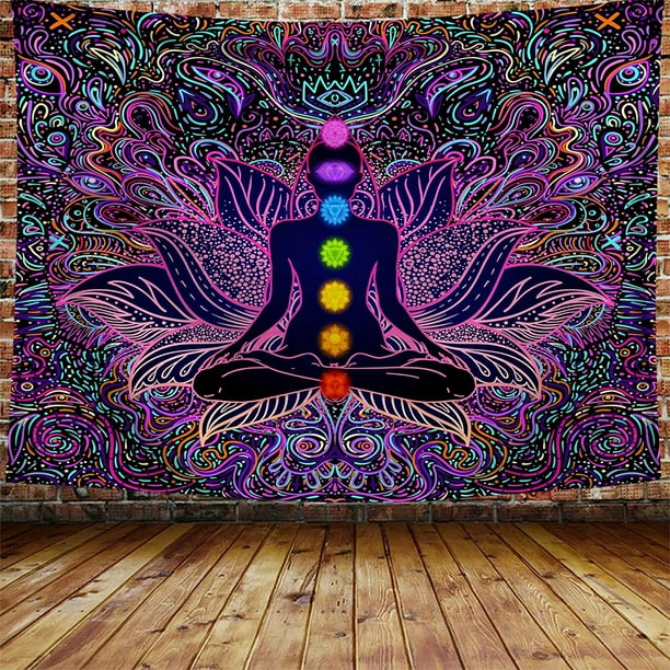 Tapiz de siete chakras – Tapiz espiritual Boho Mandala Yoga Meditación para colgar en la pared Boho Studio Art Decoración del hogar Dormitorio Sala de estar Partición Balcón Transparente 59" x 51.2" Sailing Electrónica