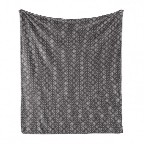 Geometrical Soft Flannel Fleece Blanket, Abstract Quatrefoil Symmetric Monochrome Classic Simplistic Vintage Style, Cozy Plush for Indoor and Outdoor Use, 60" x 80", Grey and White, by Ambesonne