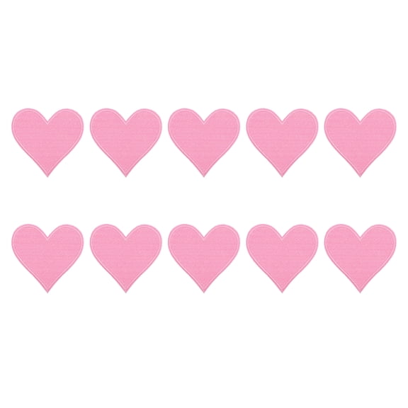 Heart Iron-on Patches 10 Pcs Sew on Heart Embroidered Patches Appliques Embellishments for Clothing Jackets Hat Backpack Repairing Decorations Pink 2.8" x 2.7"