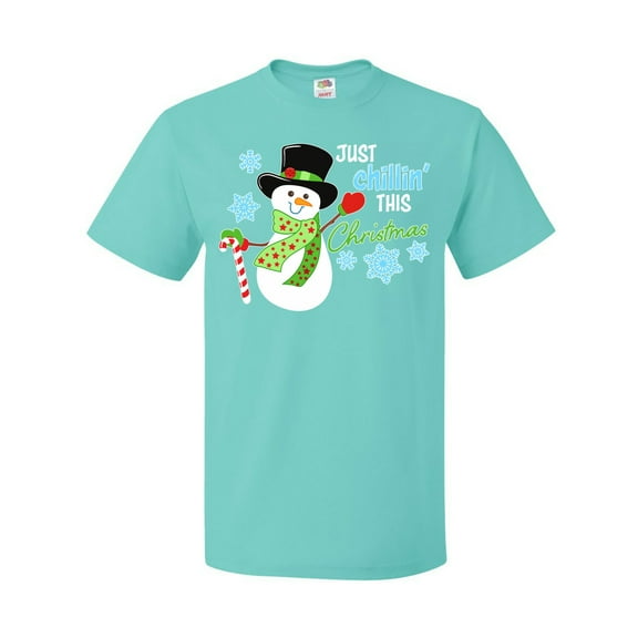 Inktastic Just Chillin' This Christmas Fun Snowman in Top Hat T-Shirt