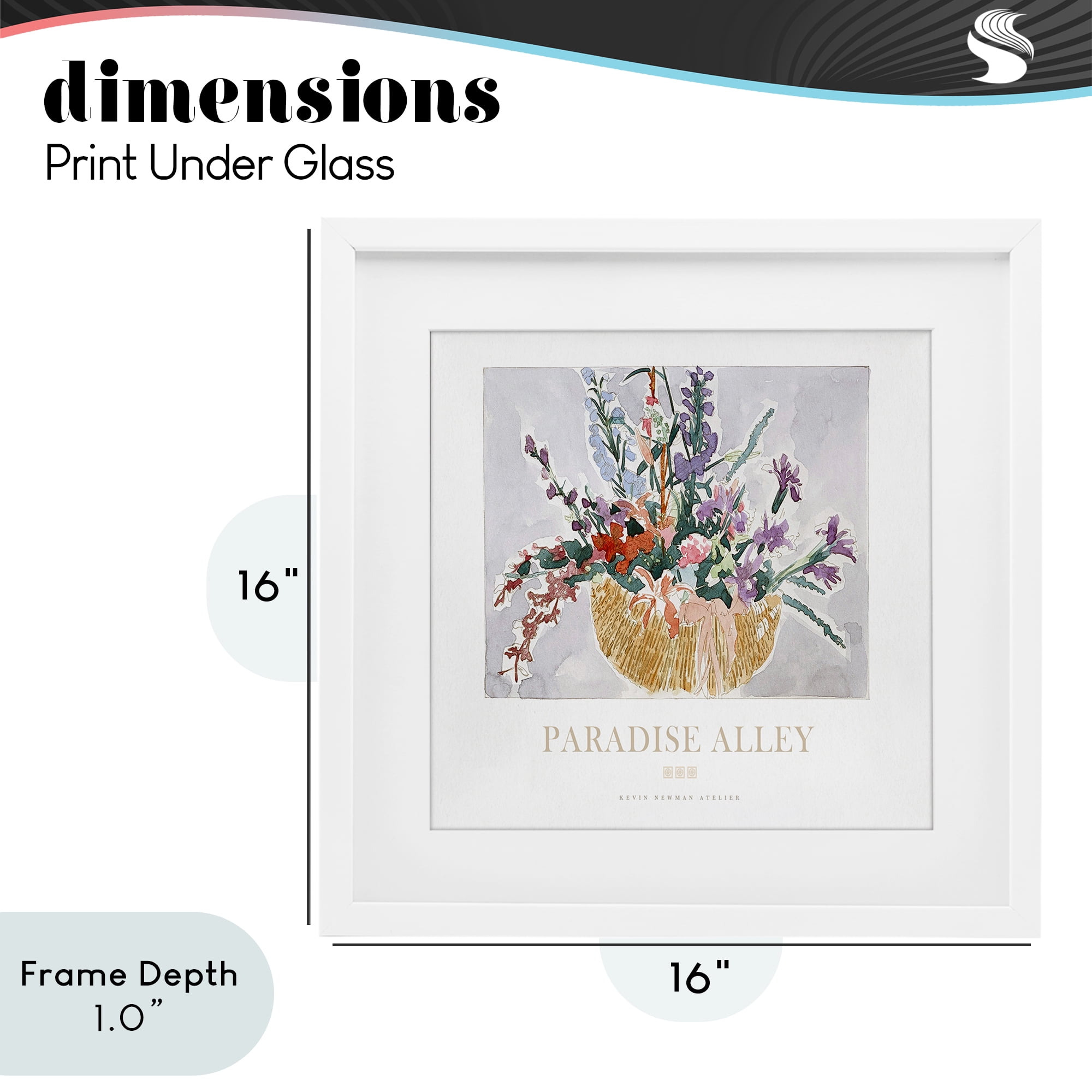 Stupell Industries Paradise Alley Basket of Flowers White Framed Print Under Glass, design by Jadei Graphics