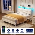thumbnail image 5 of Greenstell Twin LED Bed Frame with Headboard Storage - Charging Station,Off White, 5 of 9