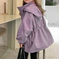 thumbnail image 2 of Odeerbi Teen Girls Winter Coat Jacket Warm Outerwear Overcoat Loose Letter Long Sleeve Hooded Zipper Cardigan Jacket Purple, 2 of 4