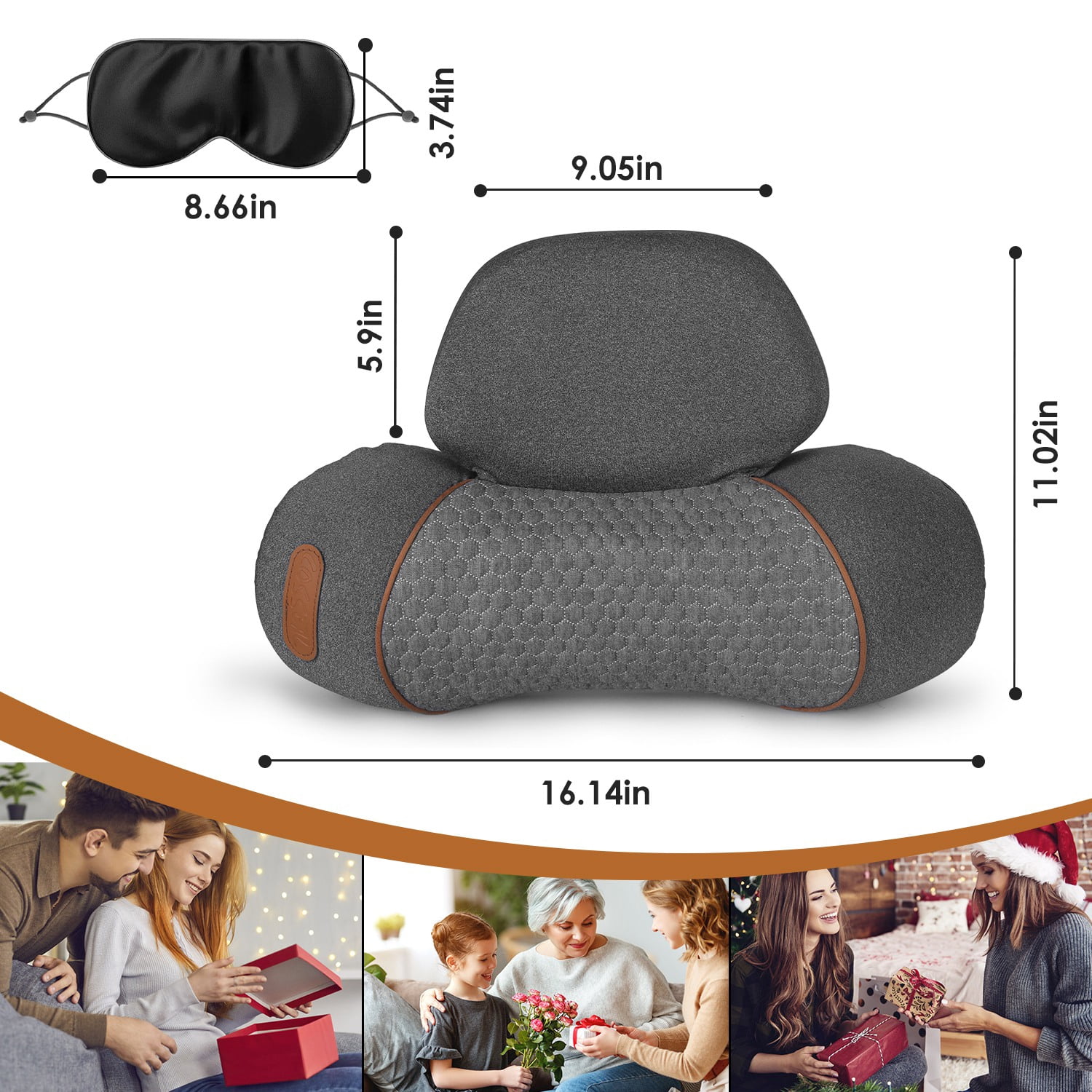 3-in-1 Neck Massager Pillow with Vibration, Airbag & Heating, Ergonomic Cervical Support for Pain Relief, Portable