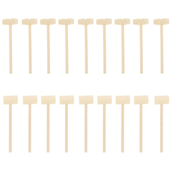 Shisuyan 20Pcs Mini Wooden Hammers Lottery Game Prop Hammers Kids Wooden Mallet Toys