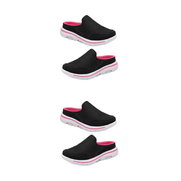 Minnieouse 1 par de toboganes de malla de estilo informal para niñas, zapatillas transpirables para fiestas de viaje, calzado para exteriores, negro rojo talla 45 2piezas