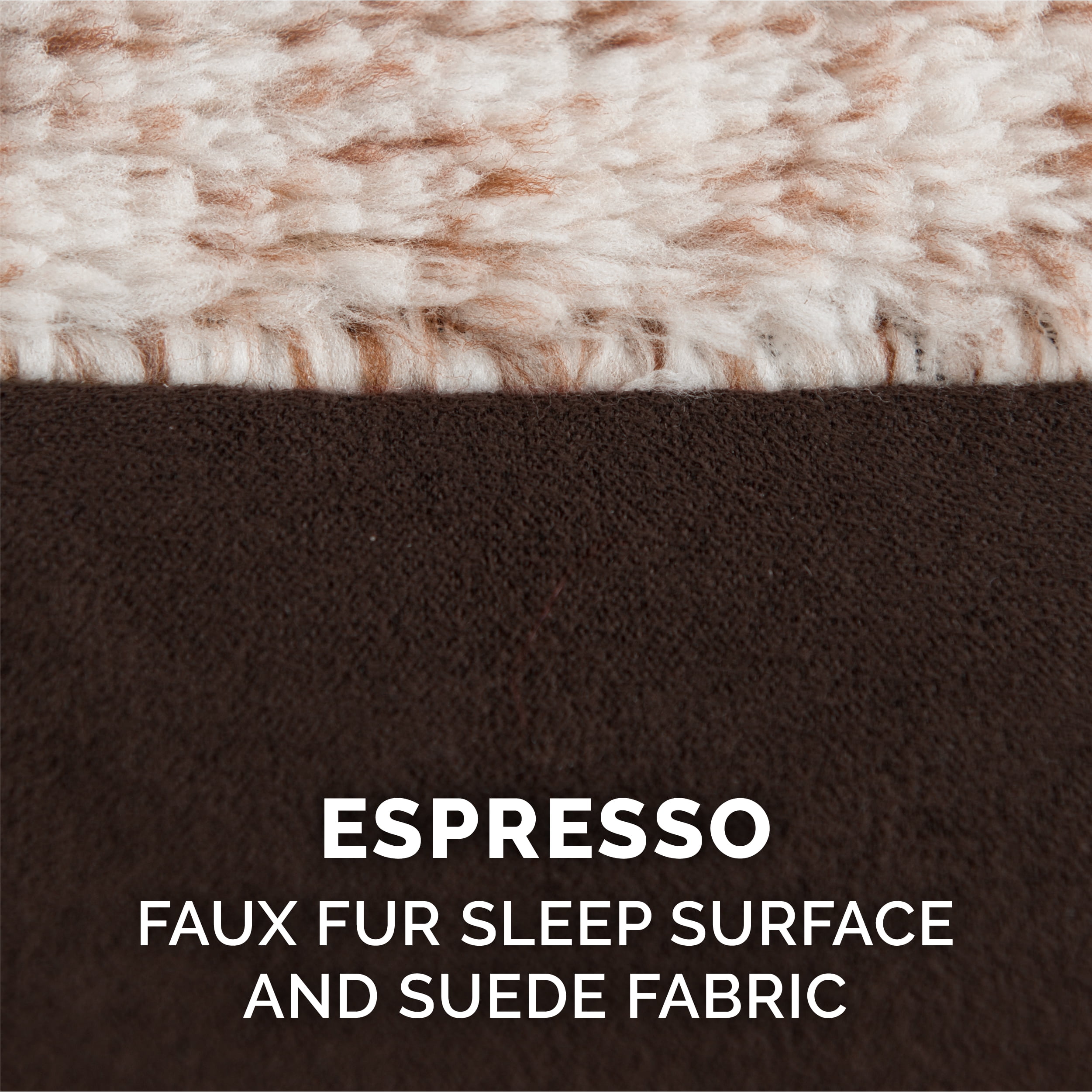 FurHaven Pet Products Two-Tone Faux Fur & Suede Cooling Gel Top Deluxe Chaise Lounge Pet Bed for Dogs & Cats - Espresso, Large