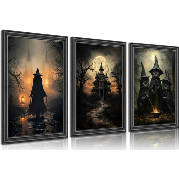 Vintage Gothic Canvas Wall Art Dark Academia Pictures Wall Decor Spooky Dark Rose Posters Prints Paintings for Bedroom Living Room Artwork Home Decoration Unframed