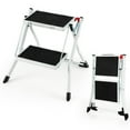 thumbnail image 2 of Canddidliike Folding 2 Step Ladder wiht Anti-Slip Pedal and Large Foot Pads-Black & White, Ladder, Folding Step Stool with Anti-Slip Wide Pedal & Convenient Handgrip, 2 of 7