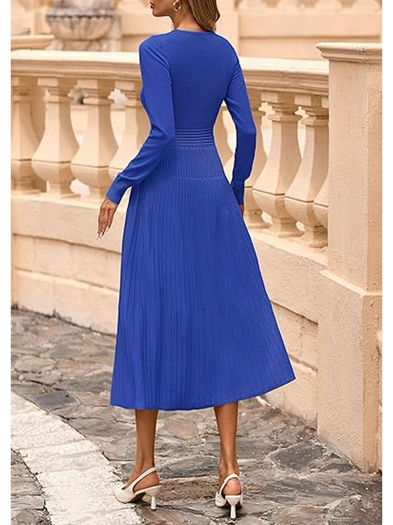 knee length dresses for ladies Grey Wool Midi Dress – Long Sleeve Elegant Winter Dress with Pockets 3849 Grey / Xs main image 0