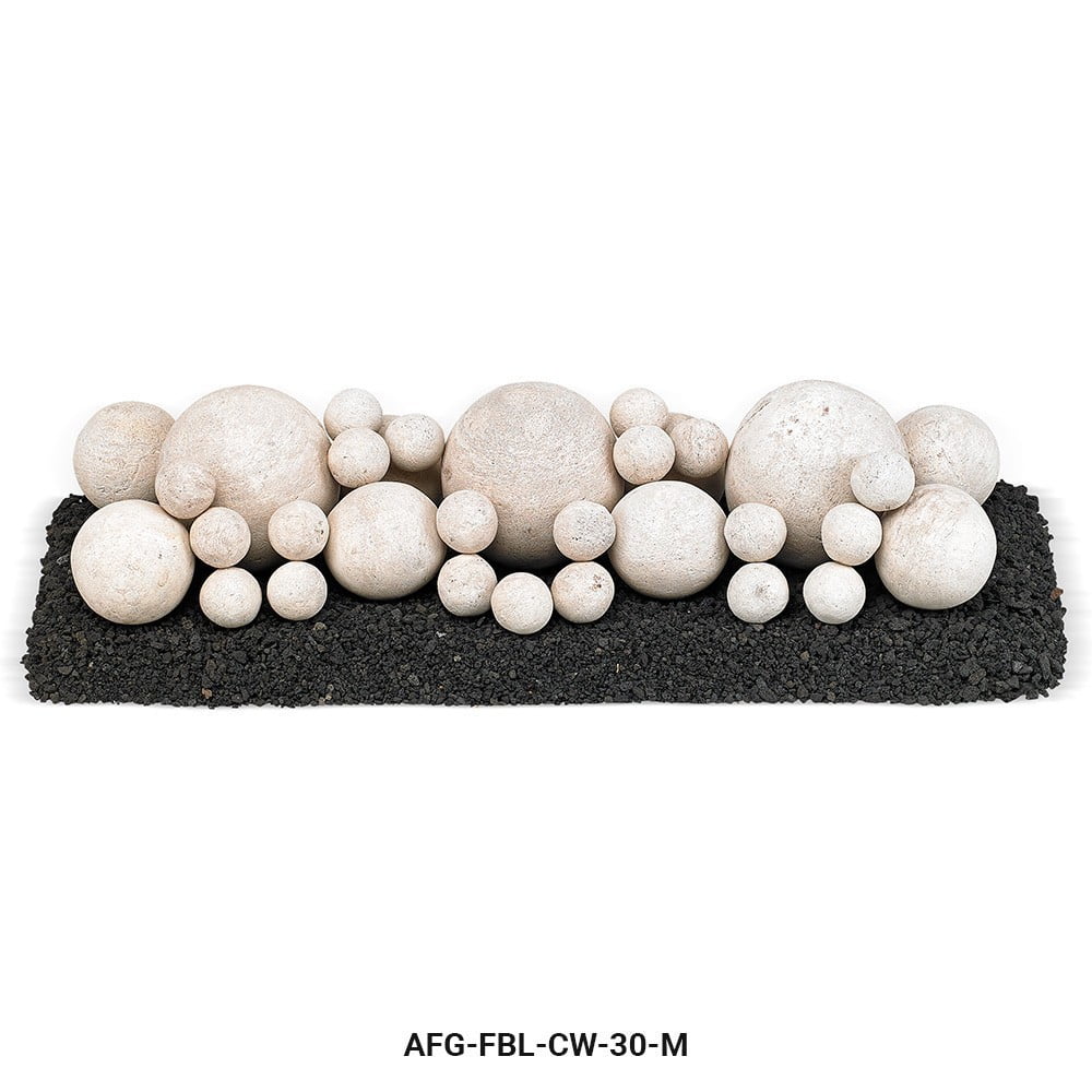 American Fireglass Mixed Ceramic Fire Pit Stones Set Of 36 White