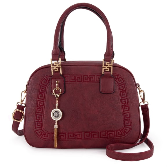 Montana West Small Top Handle Purse for Women Crossbody Satchel Handbag Barrel Bag, Burgundy