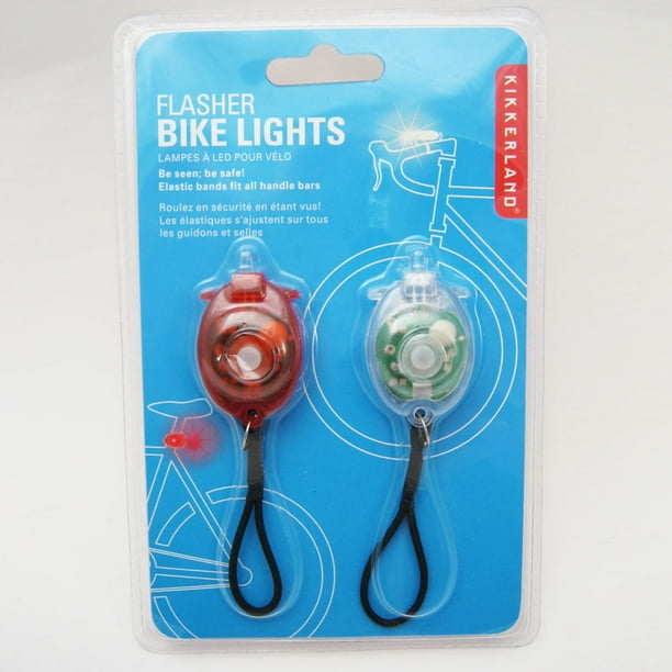 Kikkerland 2 Bicycle Reflector Lights LED Flashlight Flash Bike Flasher