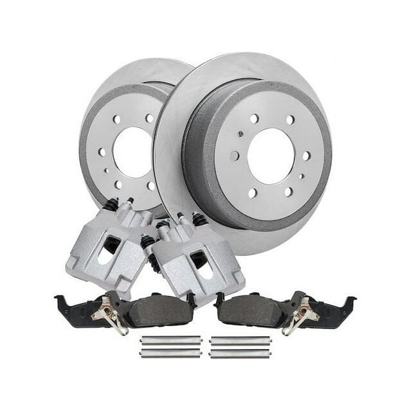 Rear Brake Pad Rotor and Caliper Set - Compatible with 2004 - 2011 Ford F-150 2005 2006 2007 2008 2009 2010